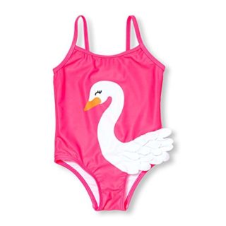 The Childrens Place pink swan swimsuit