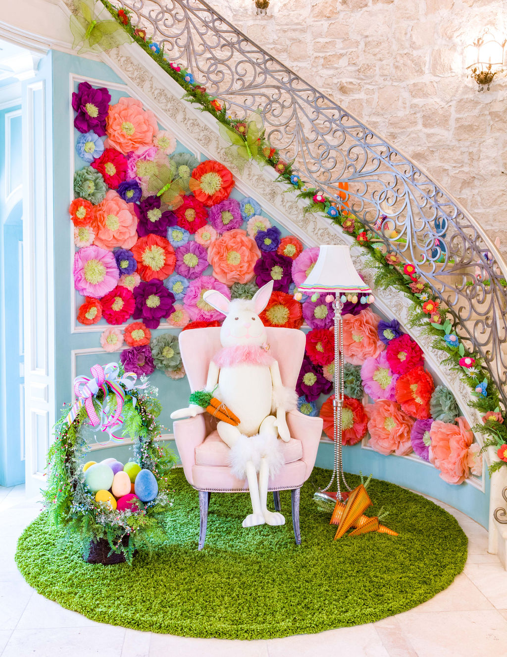 Easter entryway by turtle creek lane home blog, decor by Glitterville, Round Top Collection, and Michaels!