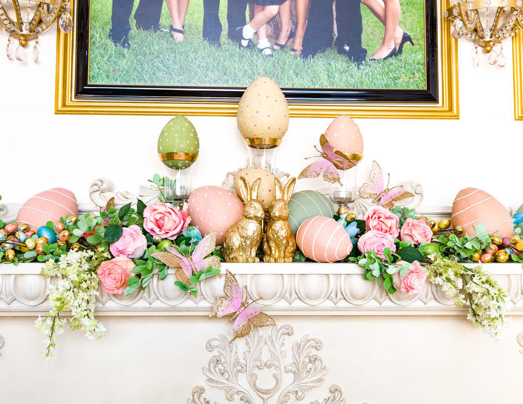 Interior decorator, Turtle Creek Lane give a look inside her home to show her mantle decor for Easter